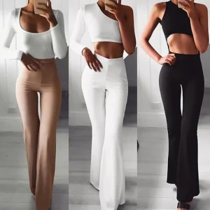 Fleur Flared Pants – High-Waist Damesbroek met Wijd Uitlopende Pijpen