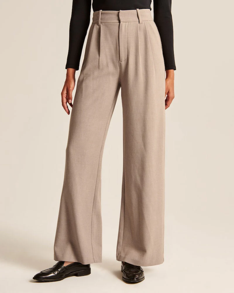 Elegante Wide-Leg Broek in Beige – Minimalistische Stijl voor Elke Gelegenheid