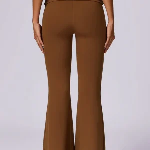 Hoge taille flared broek in mokka-bruin