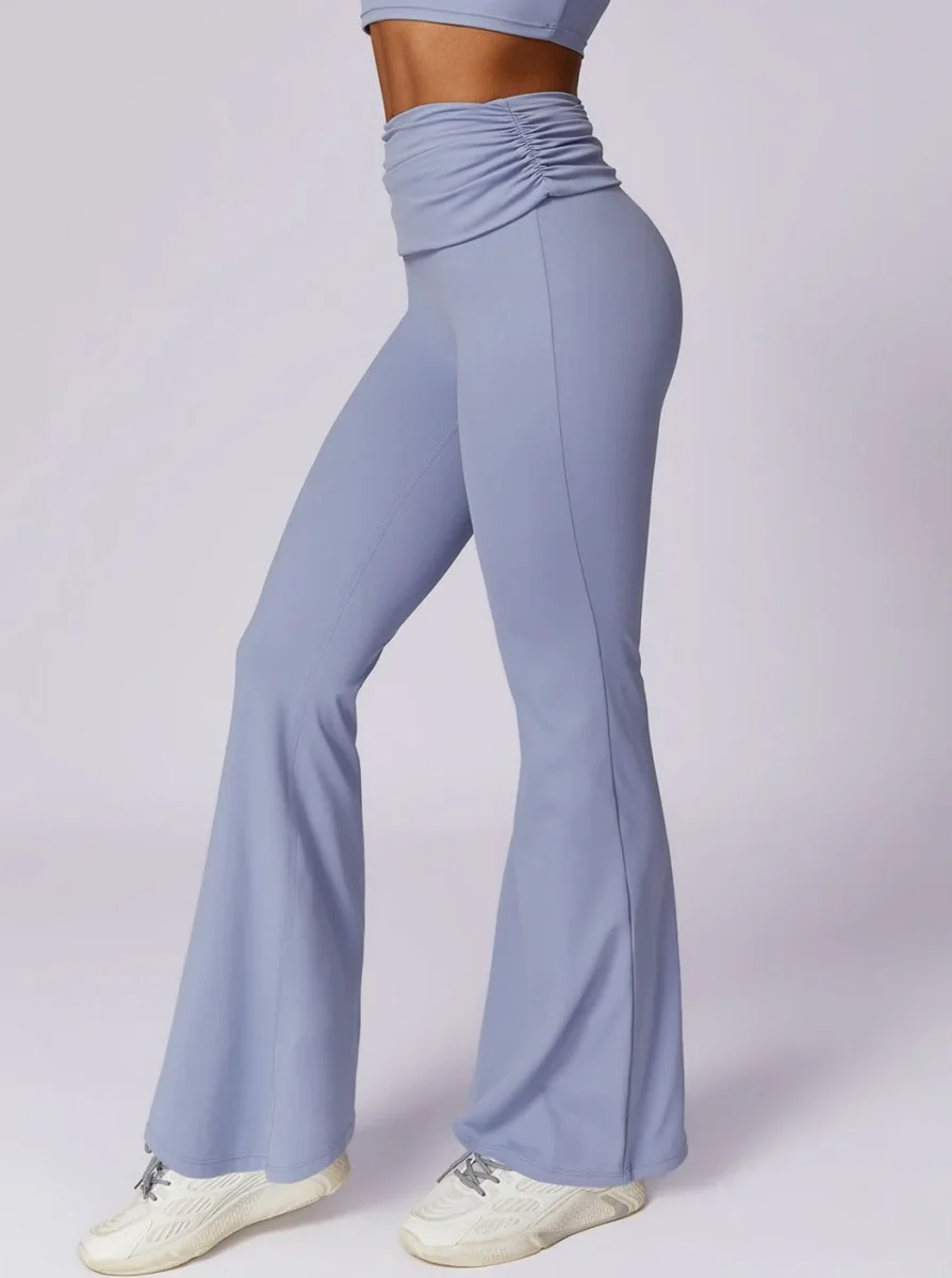 Liana | Lichtblauwe High-Waist Flare Leggings met Vouwband - Afbeelding 5