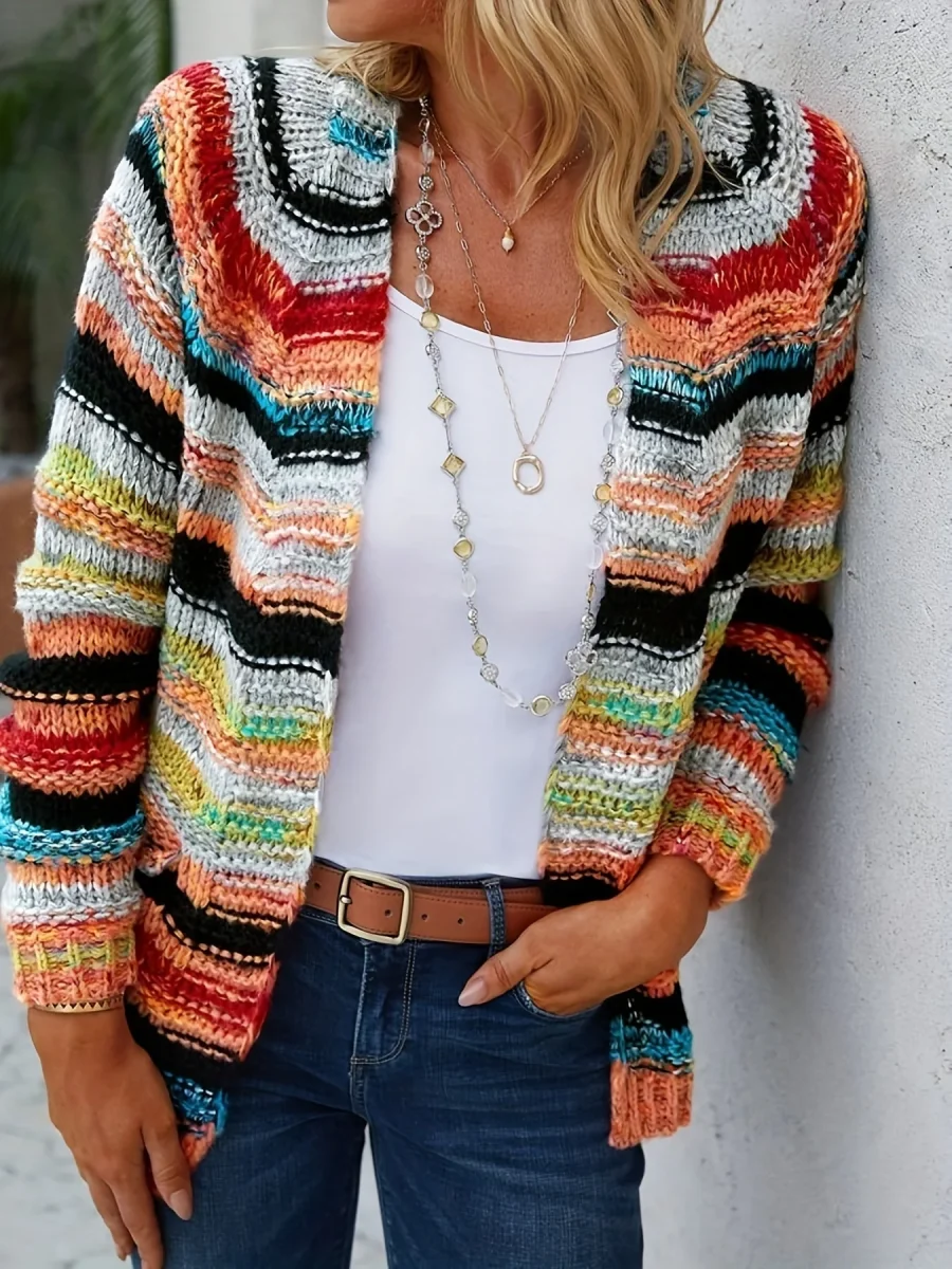 Meerkleurige™ Gebreide Cardigan | Acryl | Gezellig en Stijlvol - Afbeelding 2