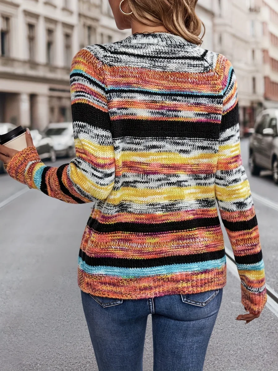 Meerkleurige™ Gebreide Cardigan | Acryl | Gezellig en Stijlvol - Afbeelding 3