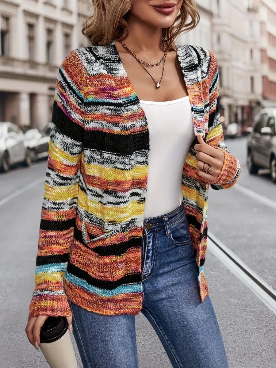 Meerkleurige™ Gebreide Cardigan | Acryl | Gezellig en Stijlvol - Afbeelding 6
